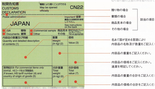 CN22（税関告知書）の書き方について | ハガキのウラの郵便情報